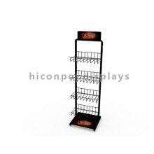 Suporte de piso para loja de varejo Expositor metálico de barra de chocolate com suplemento de energia de 4 camadas